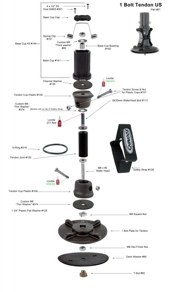 Chinook Mast Base 1-Bolt Tendon 3 Chinook Mast Base 1-Bolt Tendon