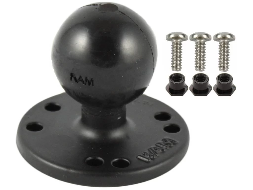 RAM Mounts 2.5" Round Base AMPs Hole Pattern 1.5" Ball Garmin Fishfinders 3 RAM Mounts 2.5" Round Base AMPs Hole Pattern 1.5" Ball Garmin Fishfinders
